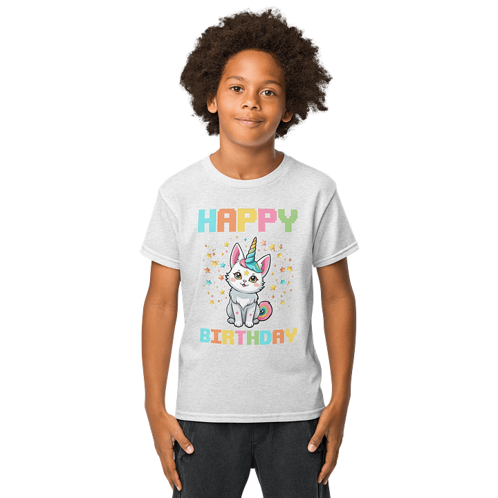 Happy Birthday (Cat Unicorn) T-Shirt For Kids product image (4)