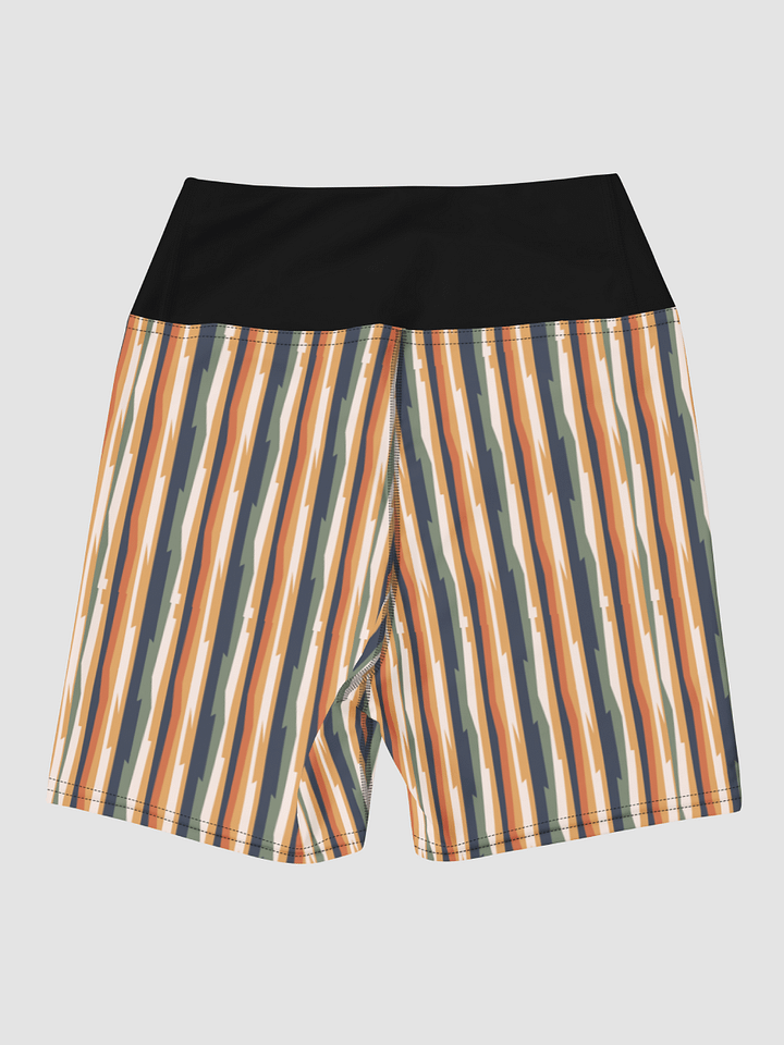 Hand-drawn-stripes-background, with black waist band, All-Over Print Yoga-shorts product image (2)