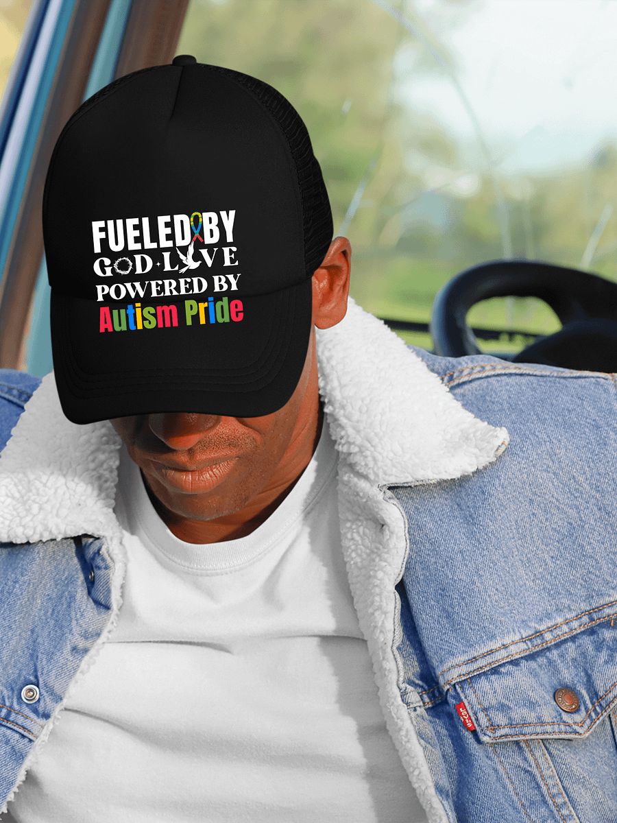 Fueled By God, Powered By Autism Pride, Autism Foam Trucker Hat product image (1)