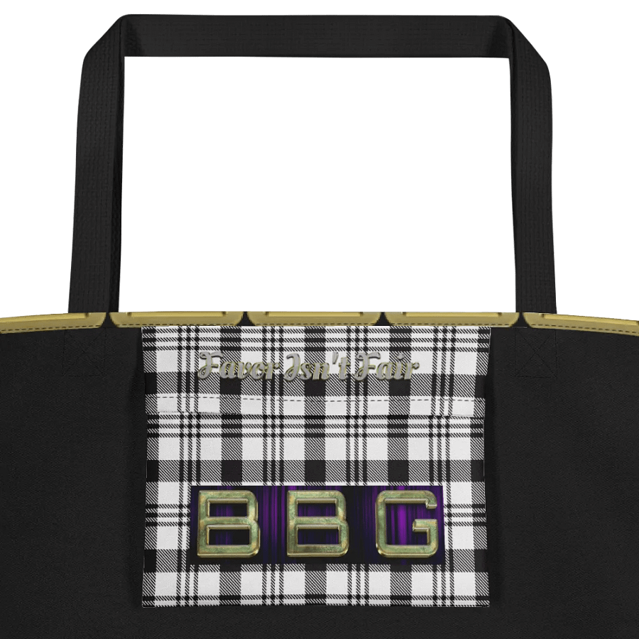 Black and White Plaid with Diamonds BBG Tote Bag with Pocket product image (4)