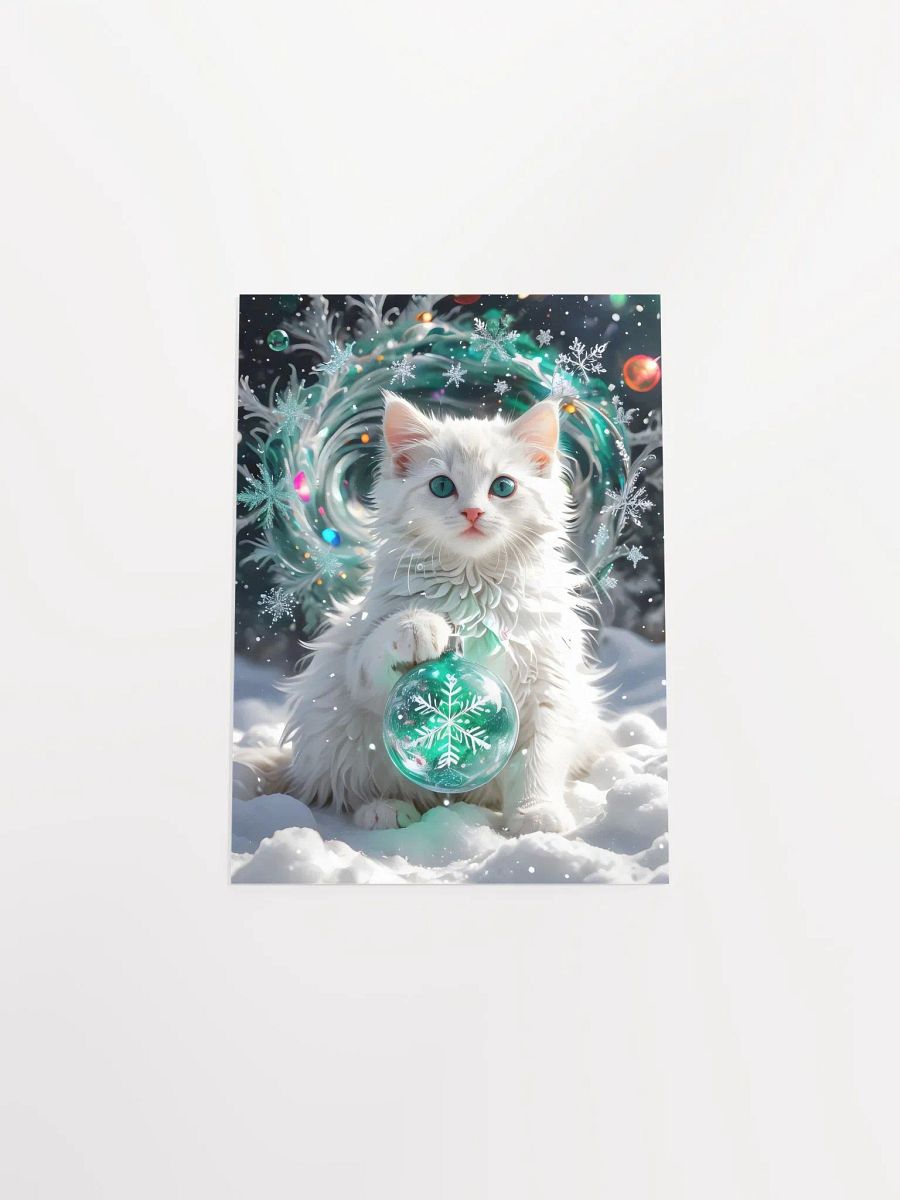 White Kitten with Snowflake Ornament Poster product image (10)