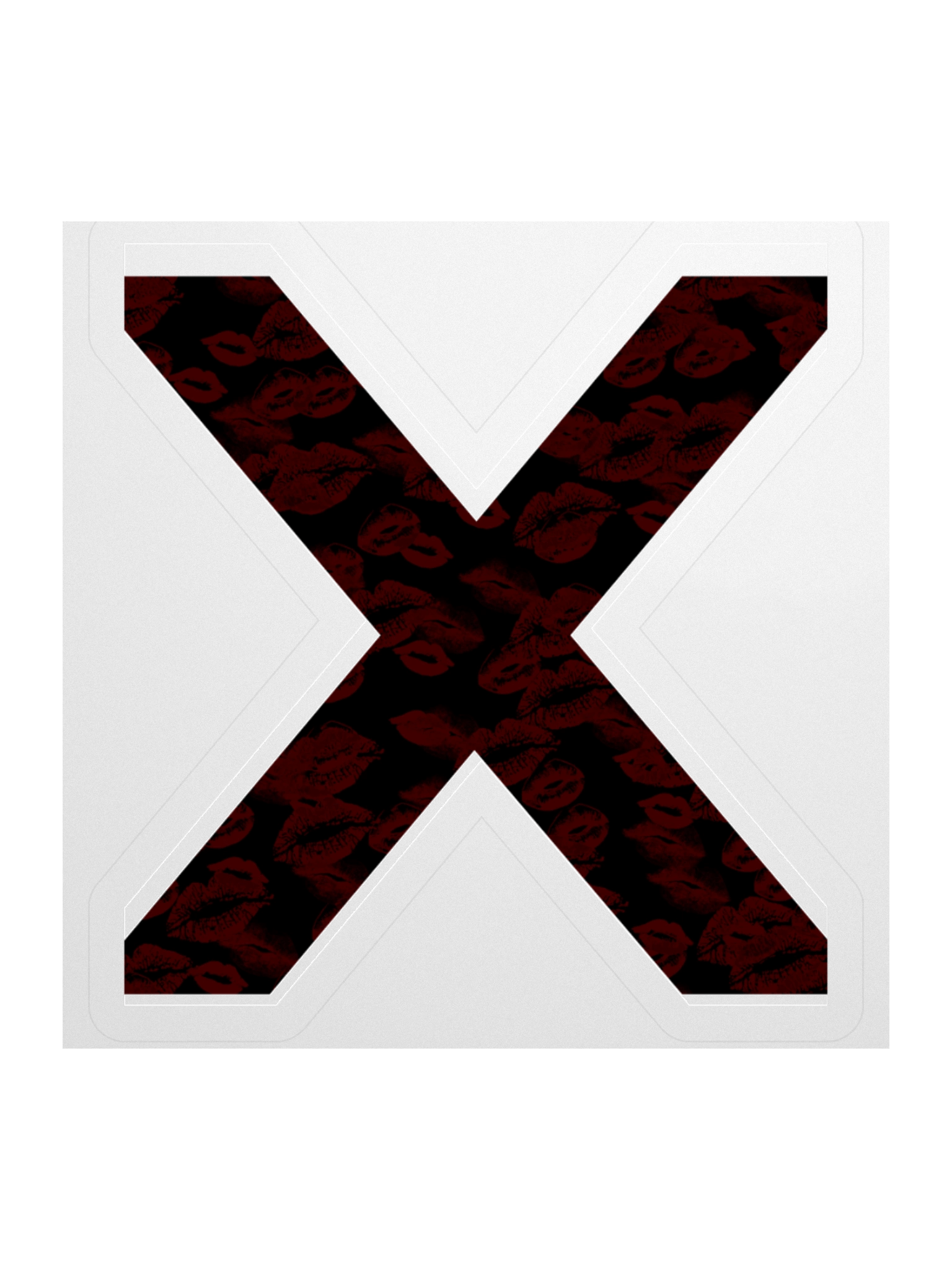 Black X Subtle Red Lipstick Kisses | Kiss-cut Sticker product image (1)