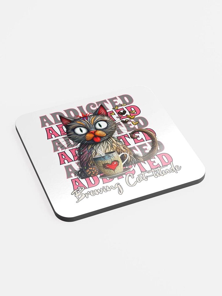 Addicted Brewing Cat-titude Glossed Cork Coaster product image (2)