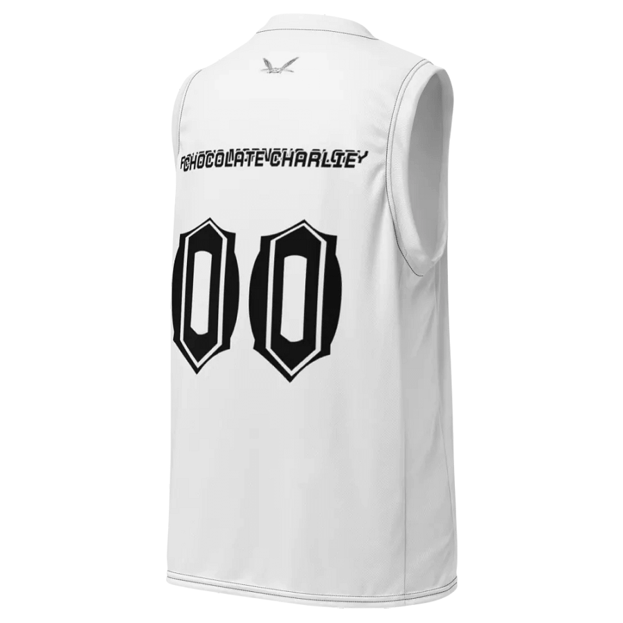 Capital Chocolate Charlie - White - Recycled Unisex Basketball Jersey - White HApex Gear Black Logo product image (10)