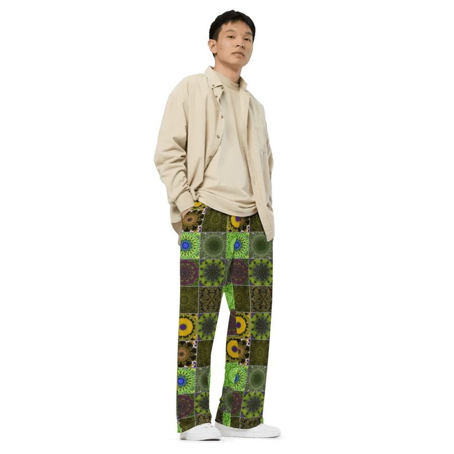 Green Crazy Quilt Wideleg Pants product image (3)