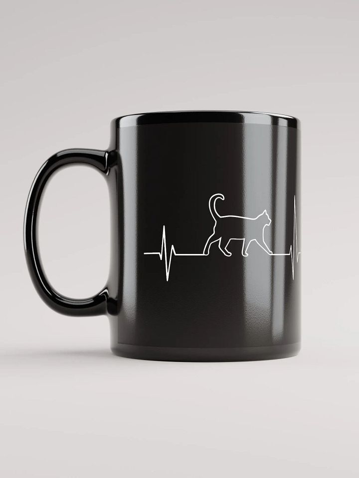 "Cat electrocardiogram" black glossy mug product image (1)