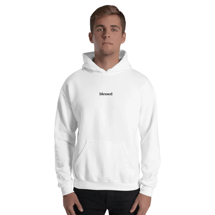 Minimalistic Unisex Blessed Embroided Hoodie (Black Embroided) product image (198)