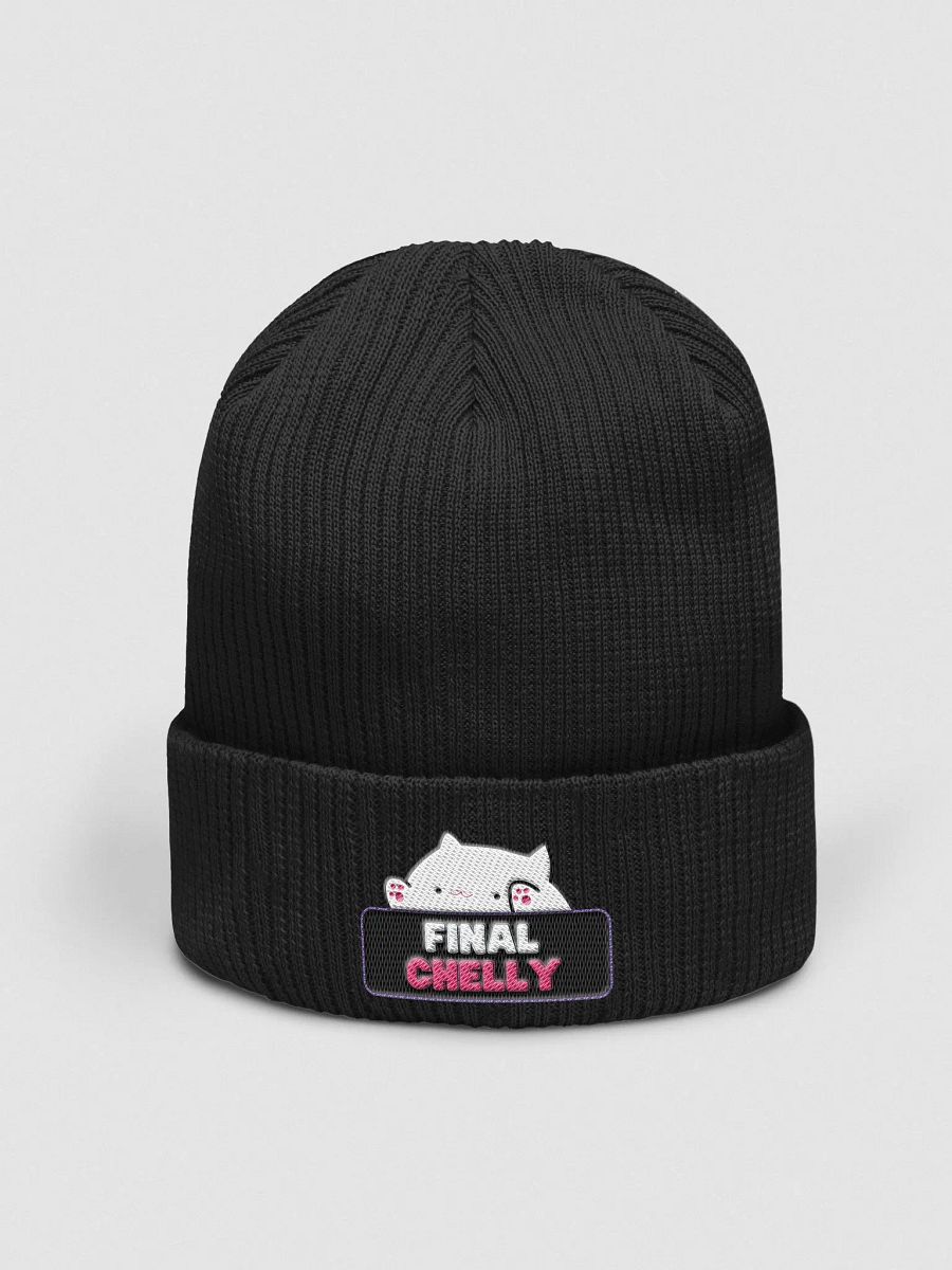 Click Clack Bongo Cat Organic Embroidered Ribbed Beanie product image (2)