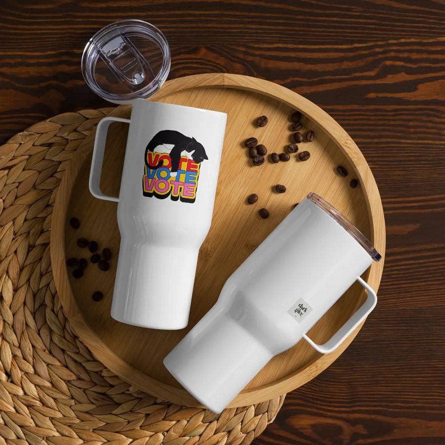 Slumbering Cat Vote Travel Mug With Handle product image (3)