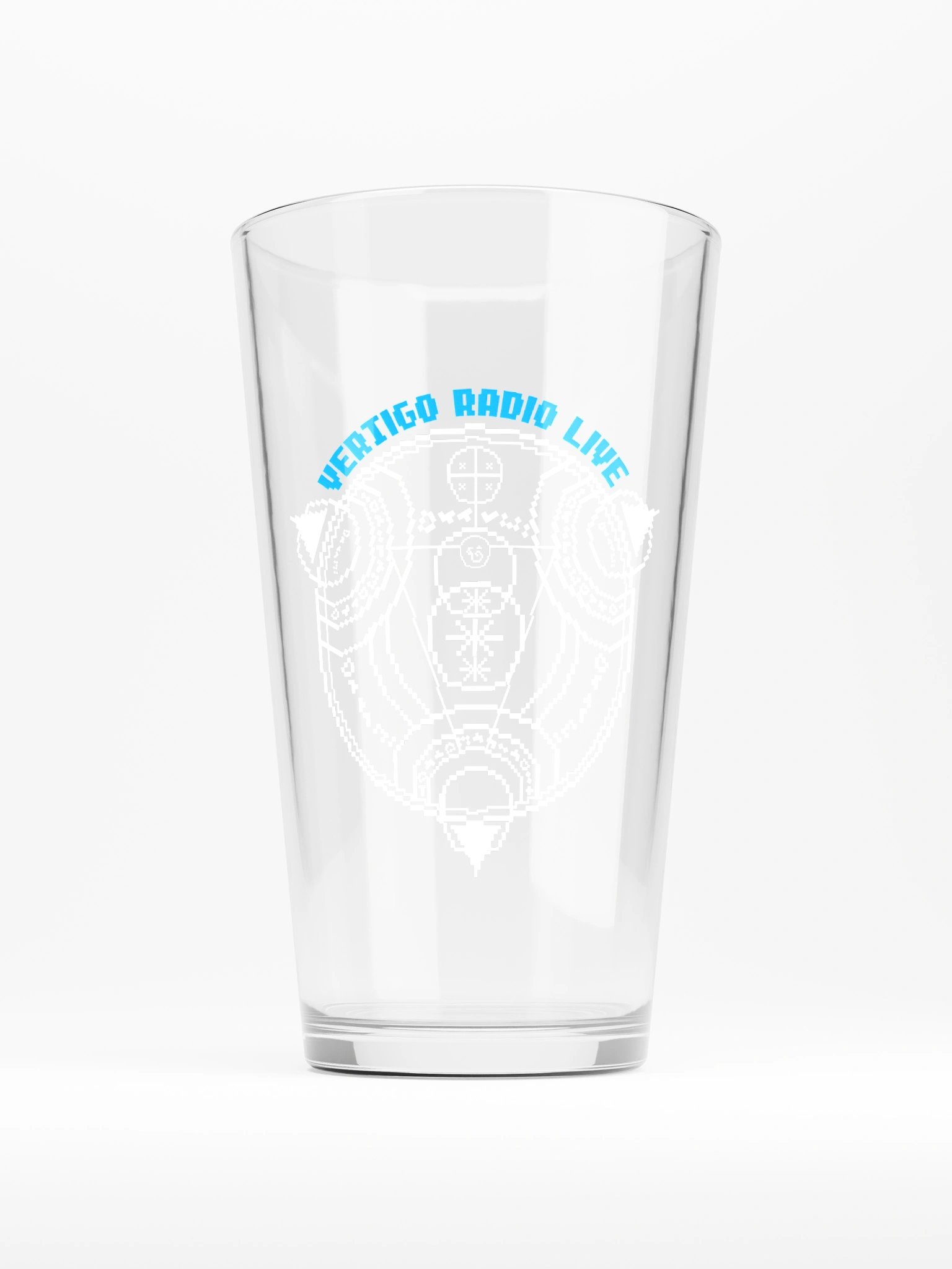 Vertigo Radio Live Pint Glass: Blue Pixel Edition product image (1)