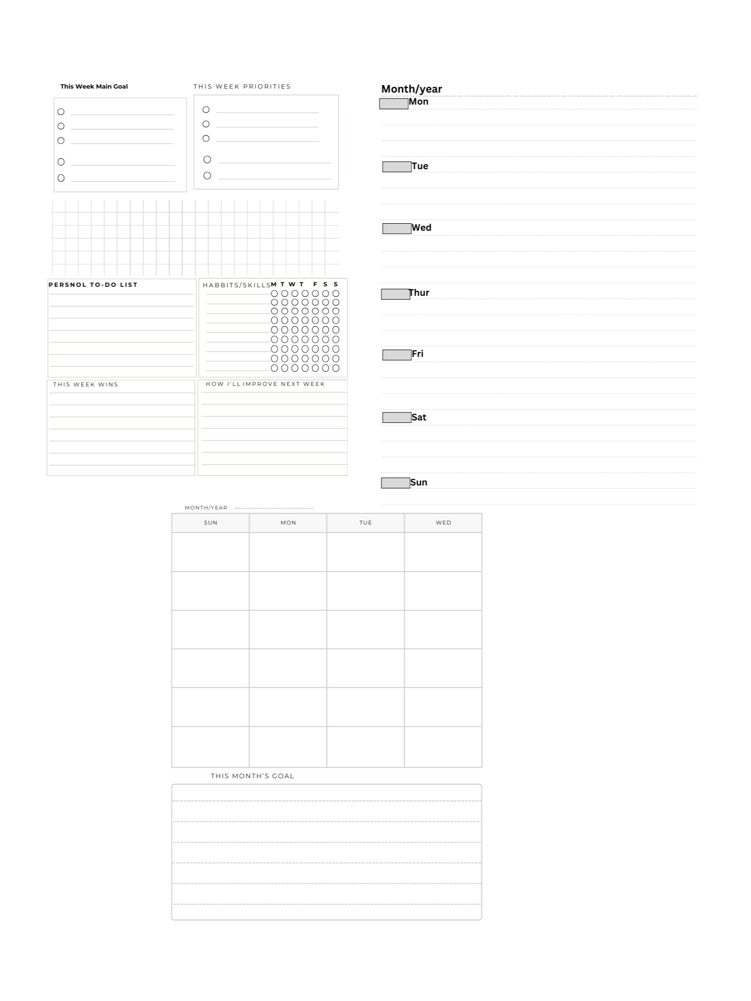 Weekly Goals and Tasks: A Planner Logbook to Set Priorities and Boost Productivity Weekly Focus and Reflection Journal: A Planner for Organizing Tasks and Tracking Progress product image (1)