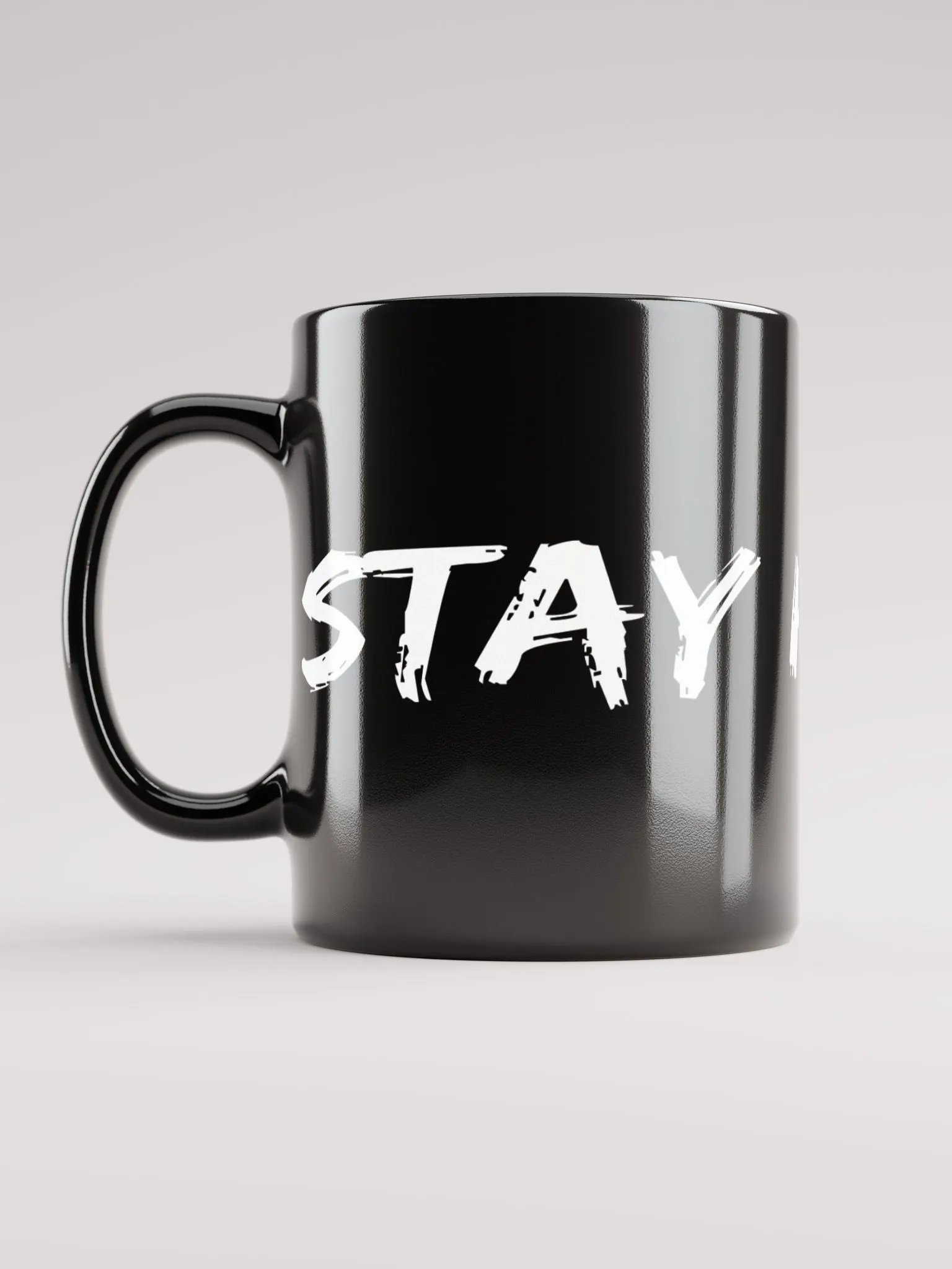 Black Glossy Stay High Mug (White Text) product image (1)