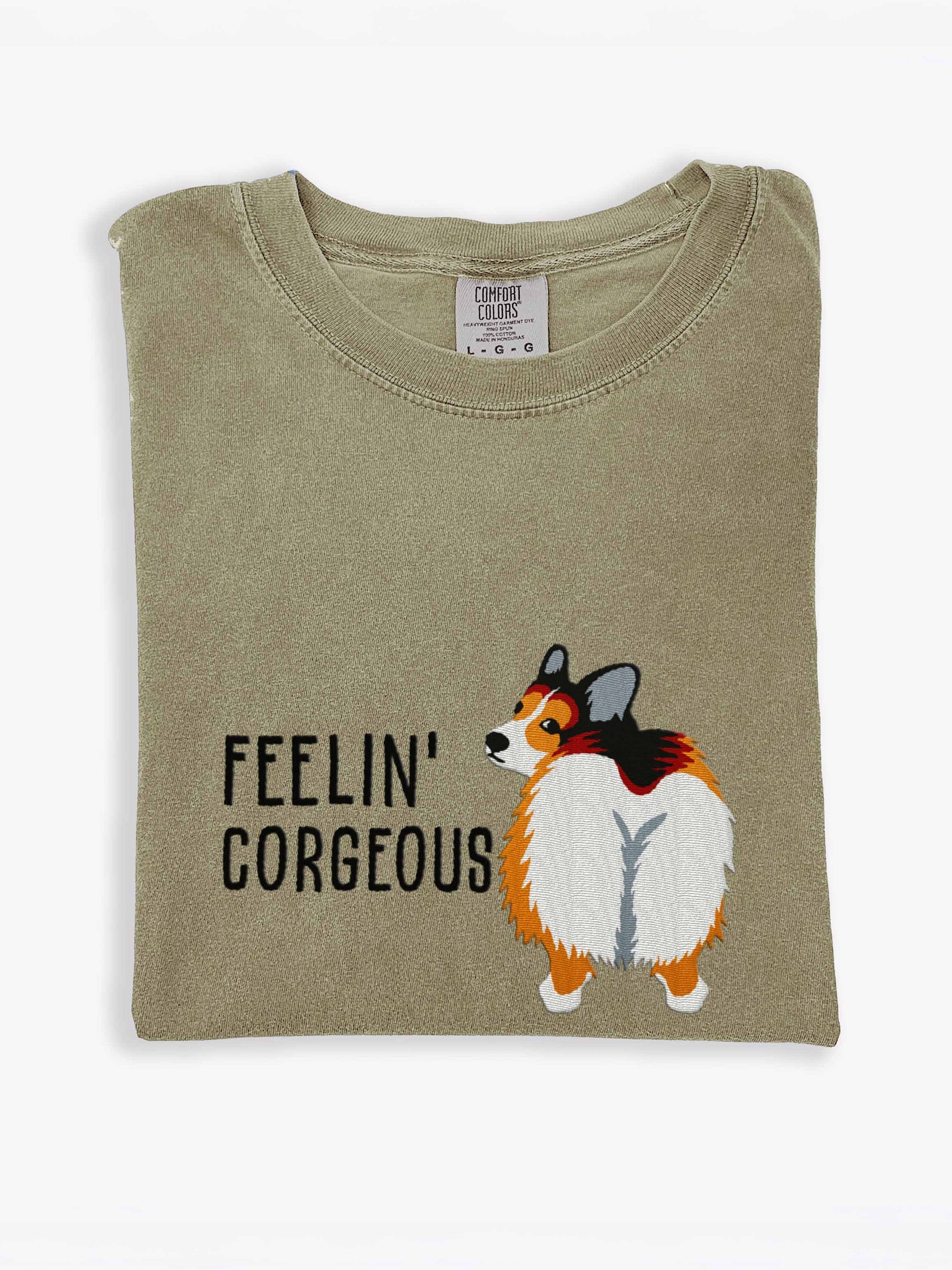 Feelin' Corgeous T-Shirt(Embroidered) of a Pembroke Welsh Corgi(Sable) product image (2)