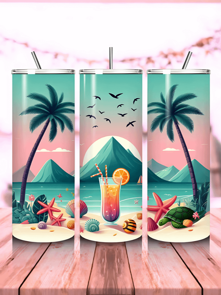 Sunset at the Beach Tumbler Wrap PNG – 20oz Skinny Sublimation Design with Golden Sky & Ocean Horizon – Serene Coastal Aesthetic – 300 DPI Instant Digital Download product image (1)