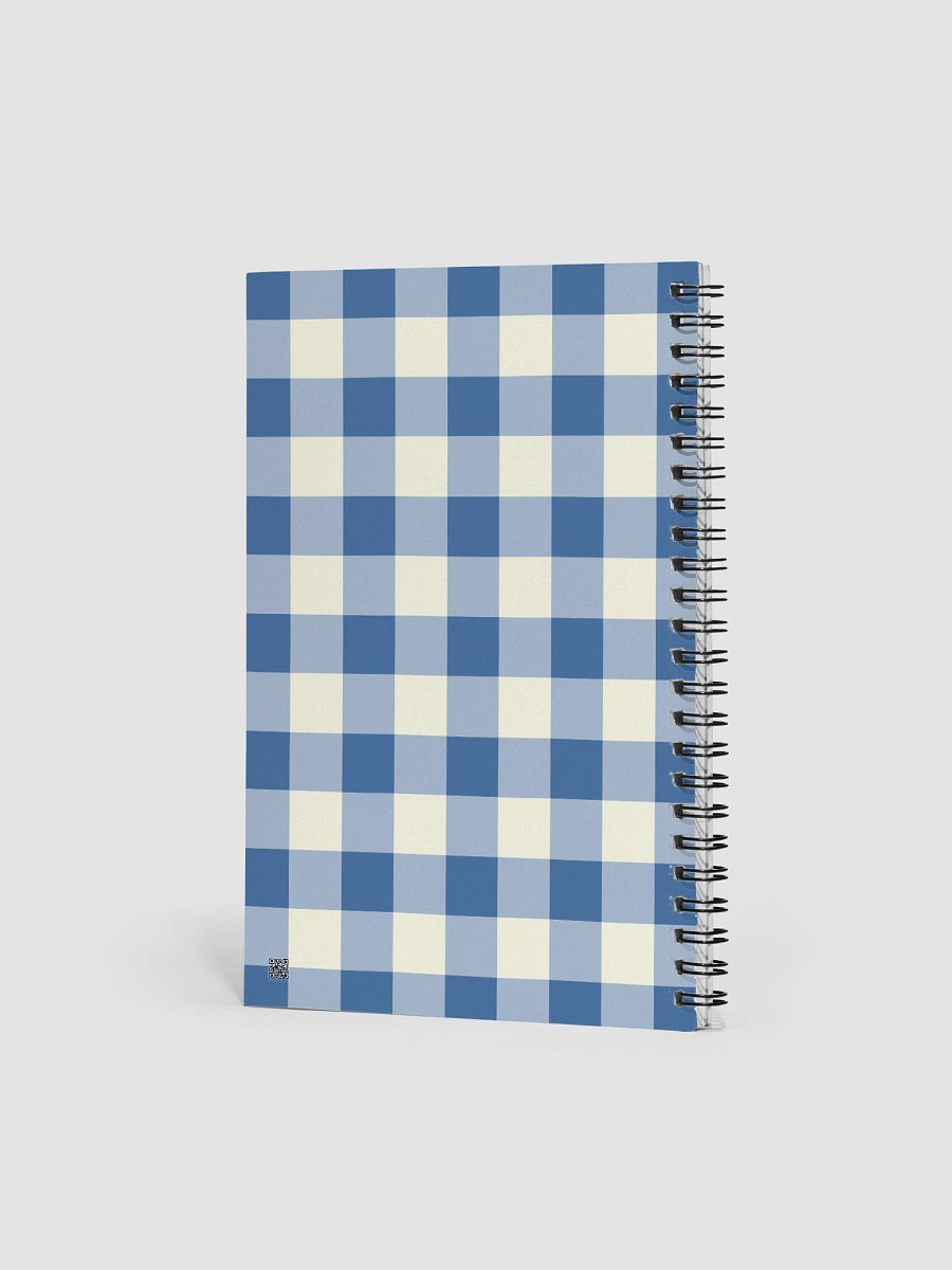 Blue & Cream Gingham Bullet Journal – Spiral Notebook with Dot Grid for Notes & Doodles product image (2)