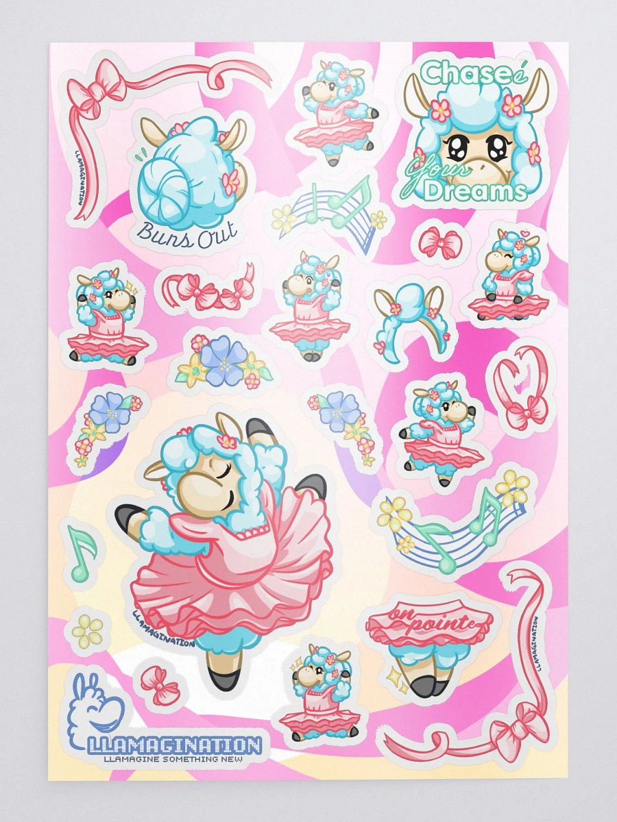 Llama Ballet Sticker Set w/ Background product image (1)