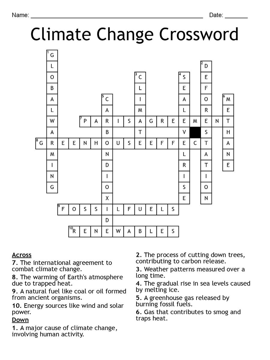 Climate Change Crossword Puzzle: Engaging Earth Science Activity product image (2)