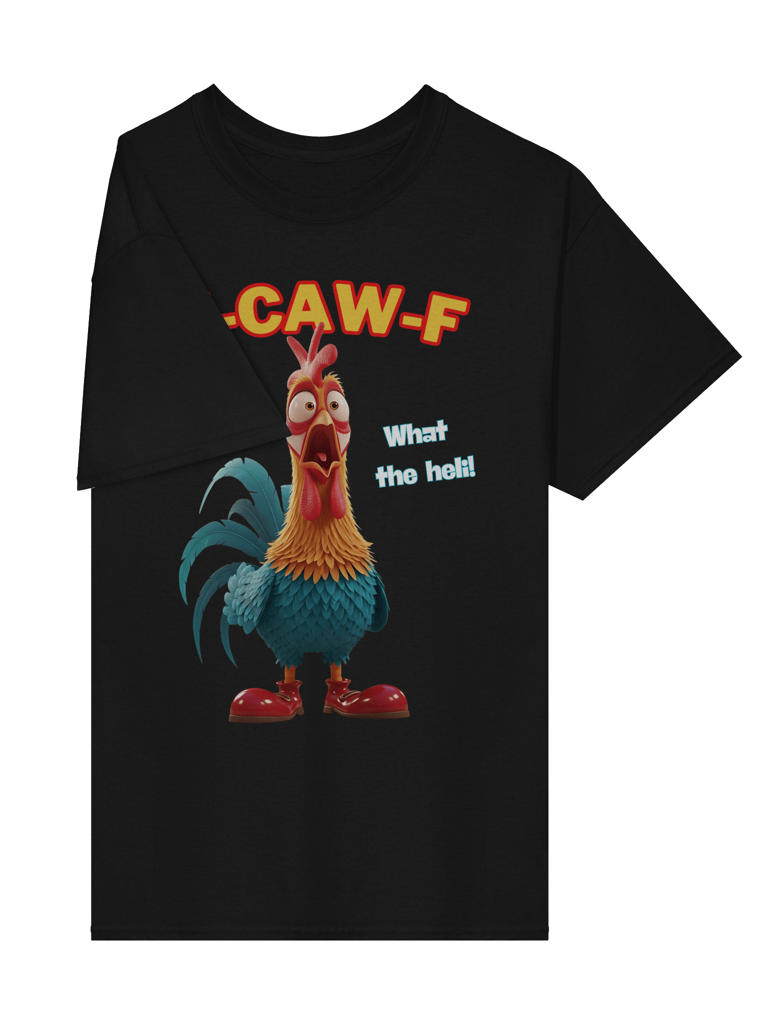 FUNNY ROOSTER T-SHIRT – BIG ROOSTER GRAPHIC TEE WITH “F-CAW-F” & “WHAT THE HELLI” SLOGANS – FARM HUMOR SHIRT, GAG GIFT product image (42)