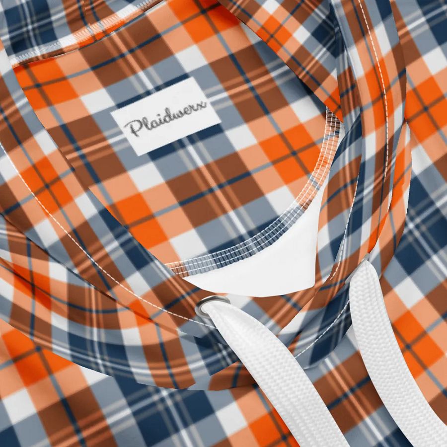 Orange and Blue Sporty Plaid Hoodie product image (10)