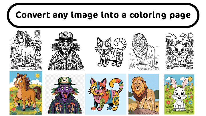 AI-Powered Coloring Page Generator: Transform Photos into Professional Line Art product image (1)