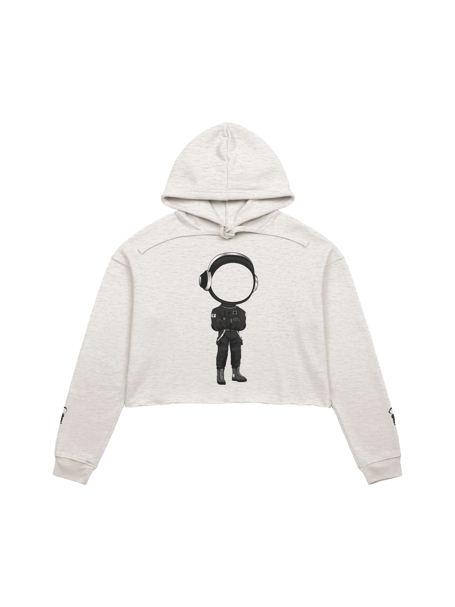 MARS CITY Black Astronaut Cropped Hoodie in 3 Light Colors product image (1)