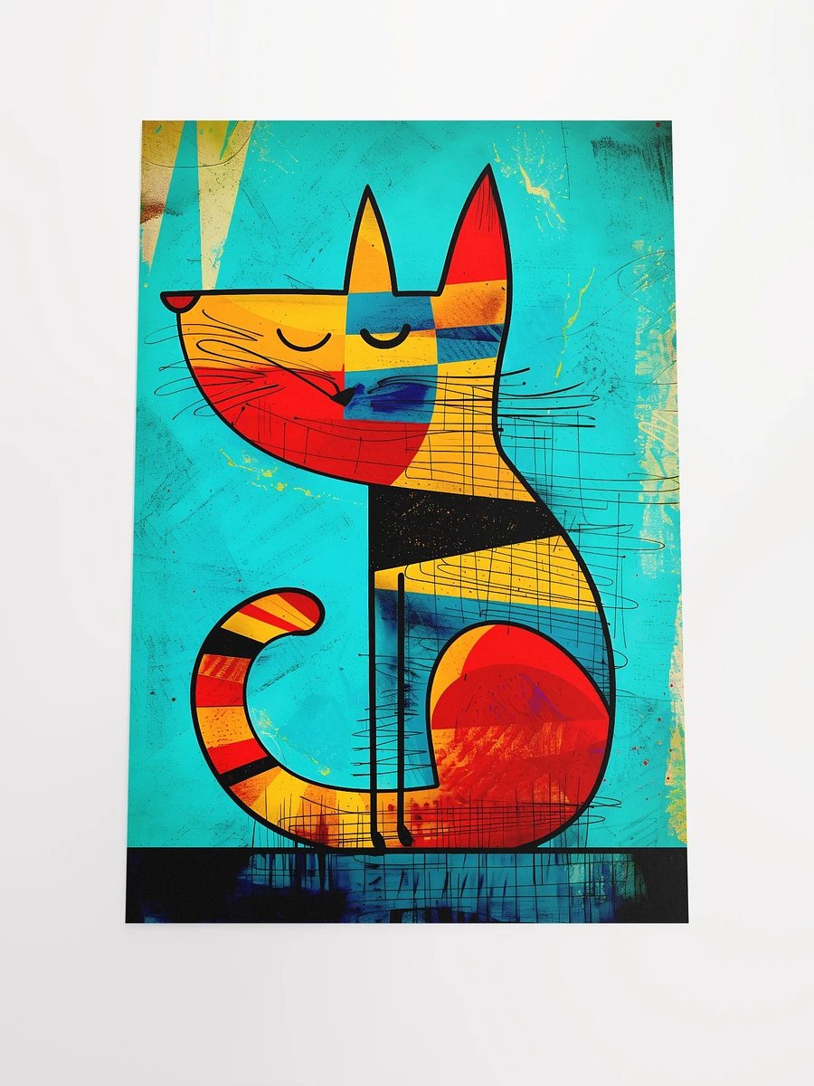 Cubist Whimsy: Abstract Colorful Cat Art Matte Poster product image (3)
