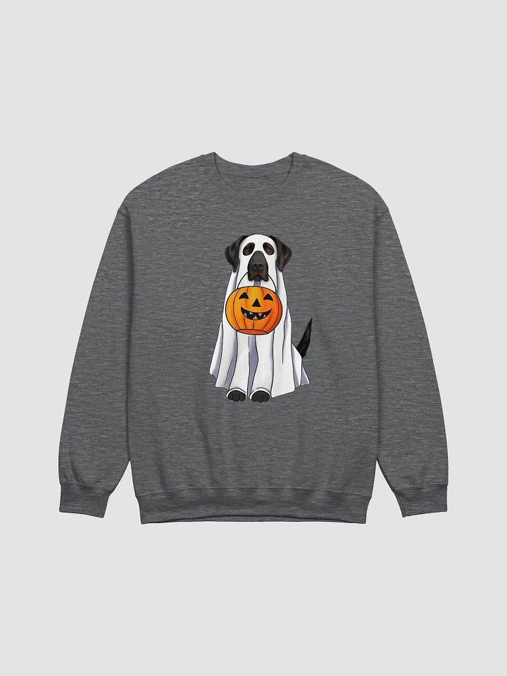 Labrador(Black) Halloween Sweatshirt | Funny Fall & Halloween Labrador Wearing a Ghost Costume with a Pumpkin Basket product image (1)