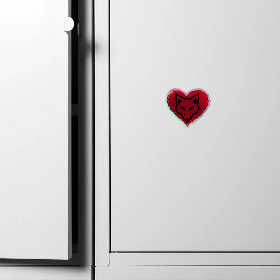 Geometric Wolf Heart Holographic Sticker product image (4)