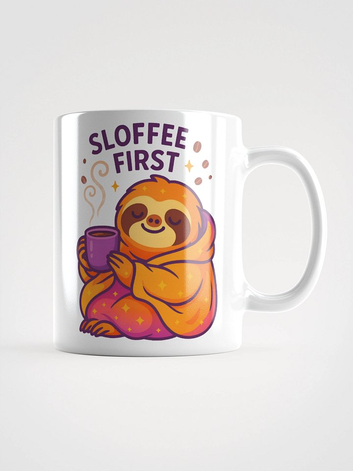 Sloffee First Coffee Mug – Funny Sloth Coffee Cup for Slow Starts and Cozy Moments product image (1)