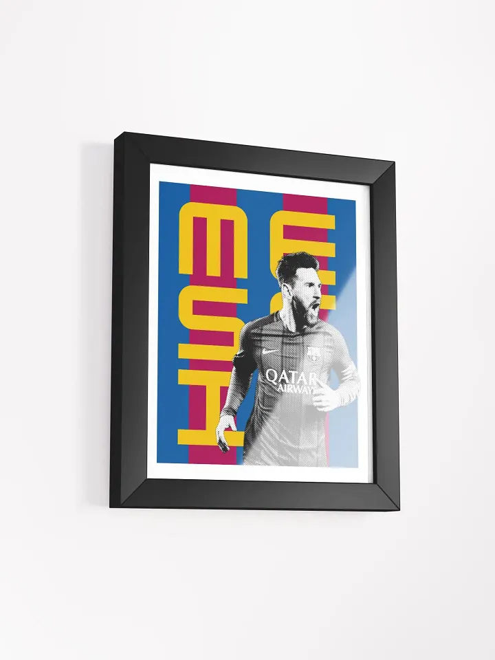 Lionel Messi BW Barcelona Name Art Framed Print product image (1)