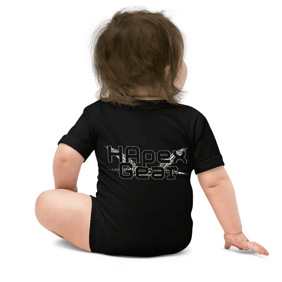Baby Short Sleeve One Piece - Embroidered - Black HApex Gear White Logo product image (3)
