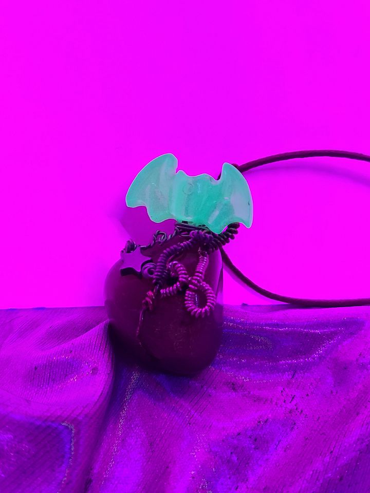 Glow in the Dark Bat Wire Wrapped Agate Pendant product image (2)