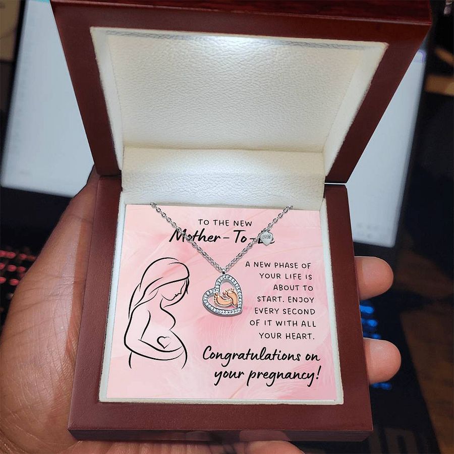 To the New Mother-To-Be Baby Feet Heart Necklace – New Phase Of Your Life product image (5)