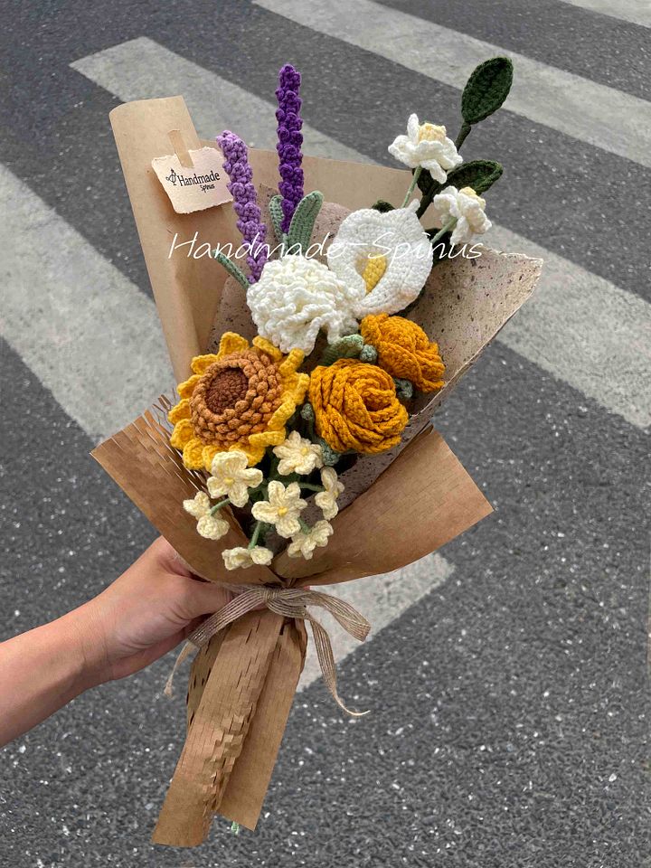 Sunflower & Lavender Temptation Crochet Knit Bouquet product image (1)
