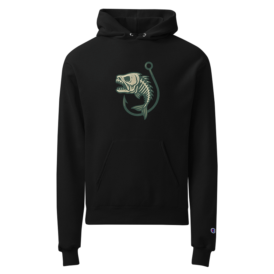 Champion Fishing Hoodie Skeleton Fish Hook Graphic Outdoor Angler Streetwear product image (1)