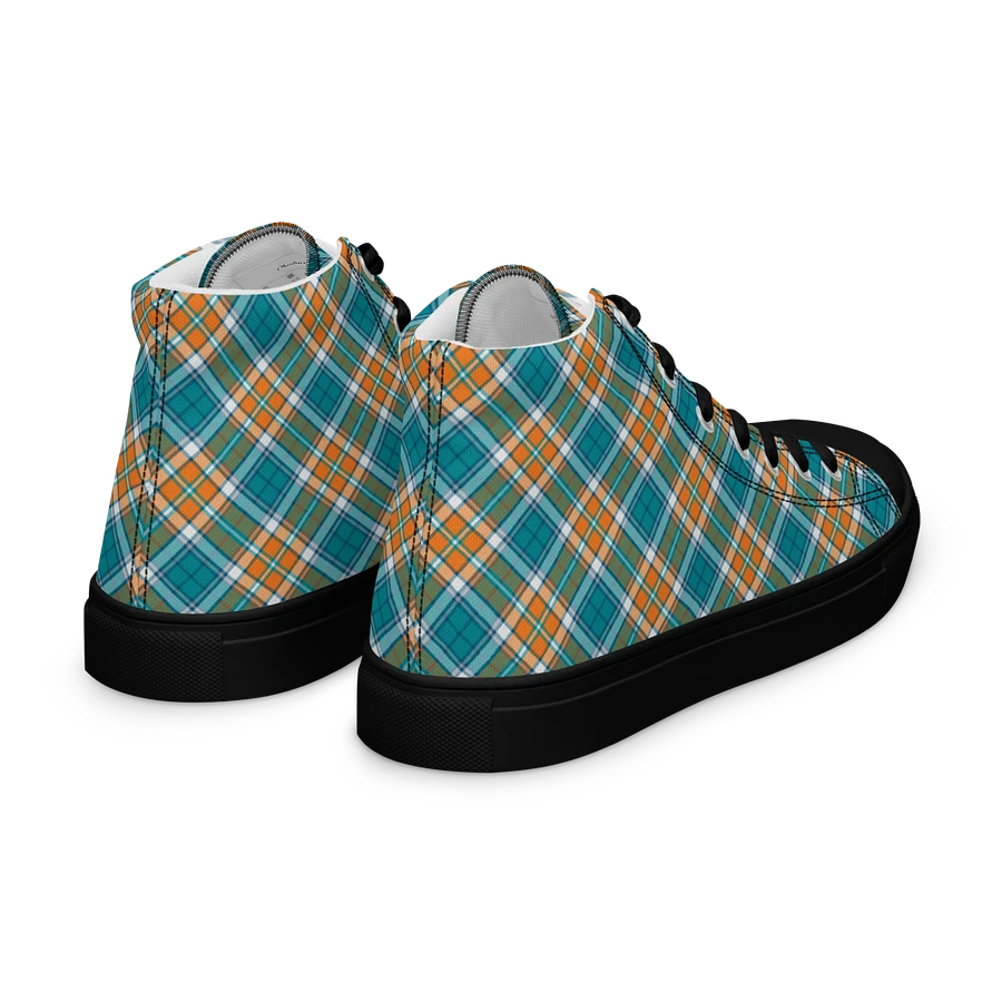 Turquoise and Orange Sporty Plaid Men's High Top Shoes product image (10)