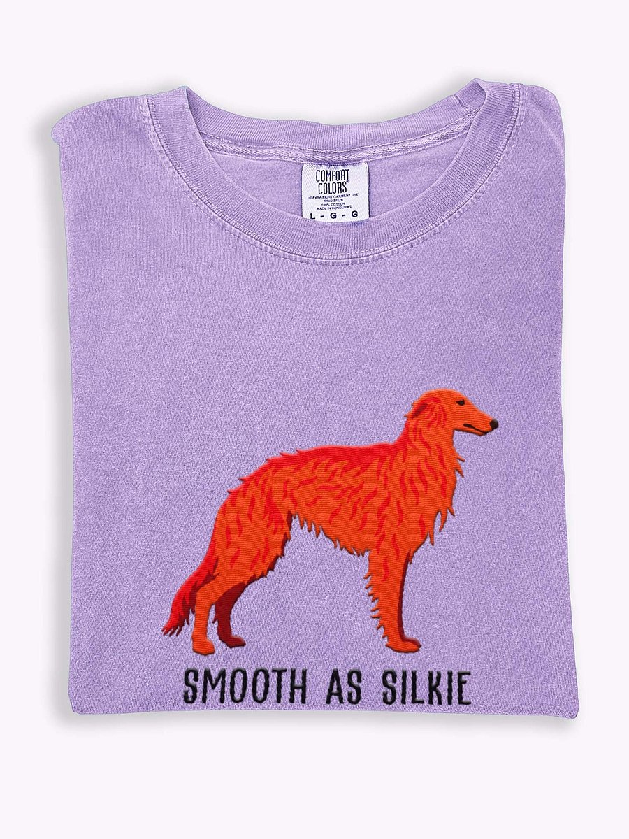 Smooth as Silkie T-Shirt(Embroidered) of a Silken Windhound(Red) product image (1)