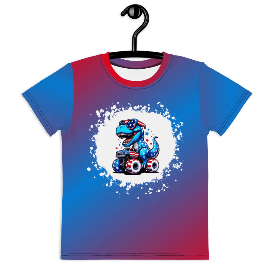 Patriotic T-Rex Riding Monster Truck With Bleach Effect product image (8)