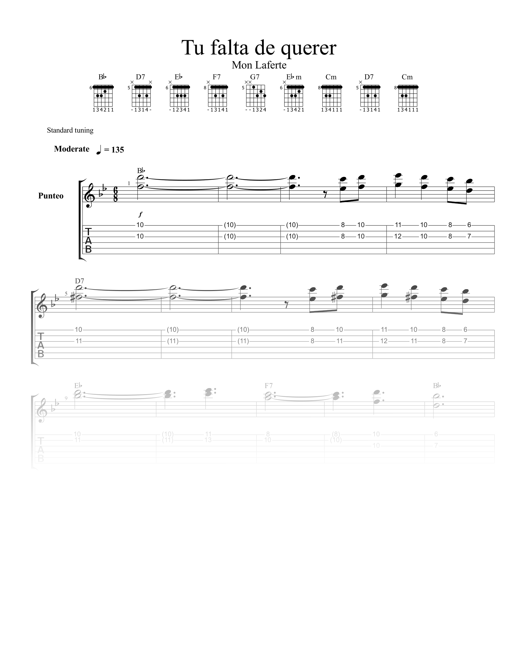 Tu falta de querer - Partitura + Tab + Acordes product image (1)