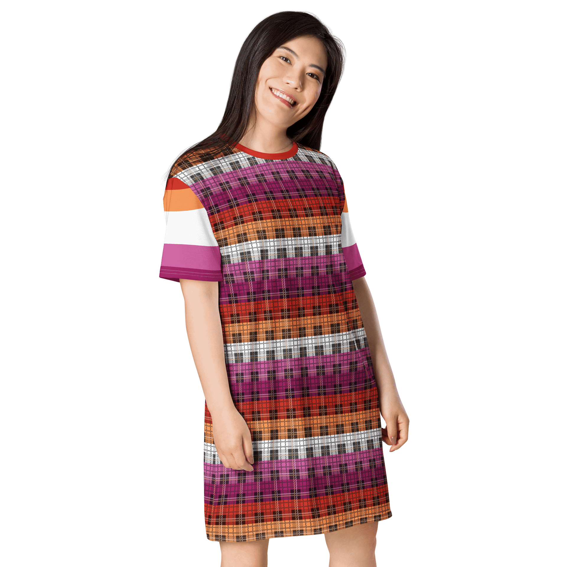 Lesbian Pride Plaid T-shirt Dress product image (4)