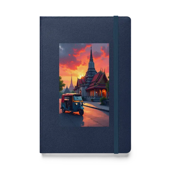 Tuk-Tuk at Sunset Near Thai Temple hardcover notebook product image (1)