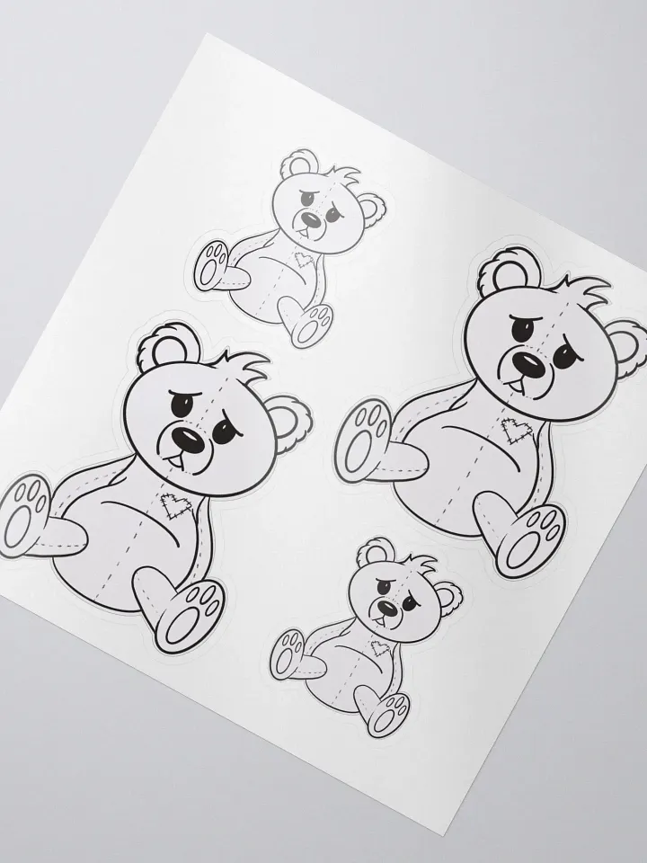 Anxious Teddy B&W Stickers product image (1)