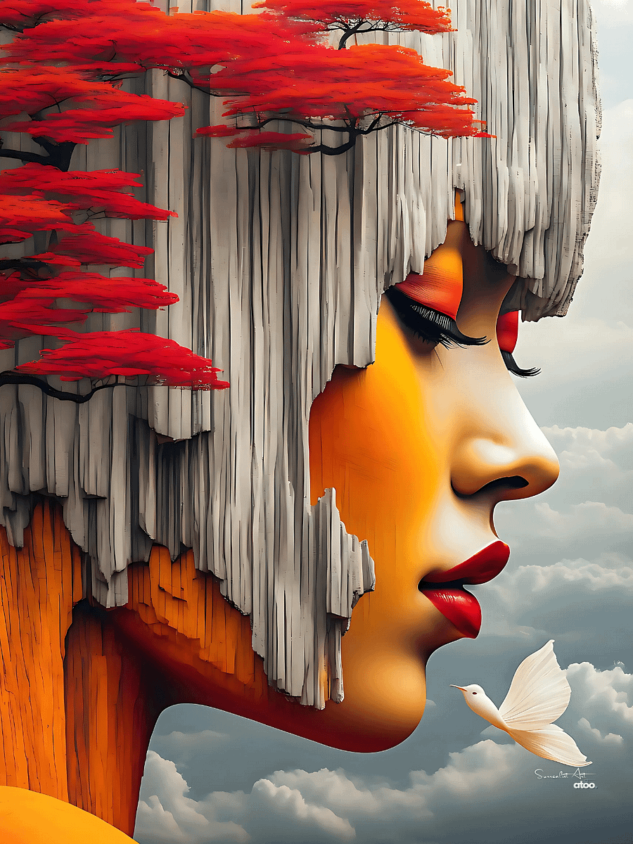 A Colorful Dance of the Soul: Framed Surrealist Female Portrait product image (61)