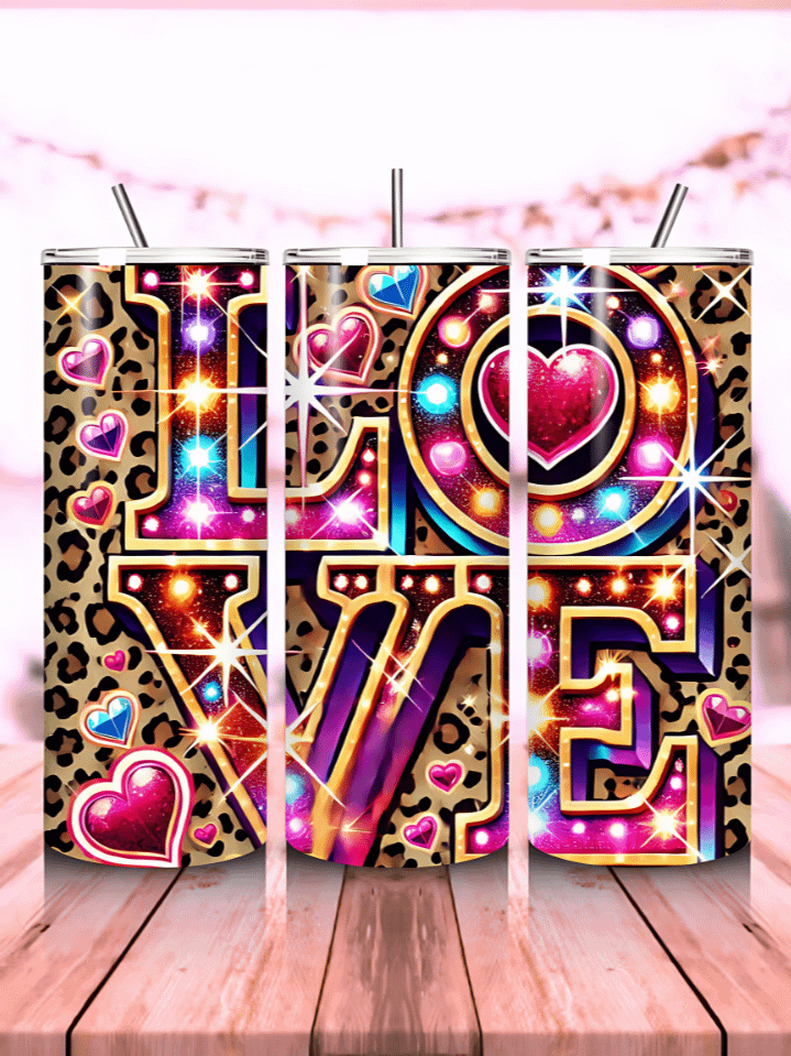 Valentine’s Day Leopard Love 20oz Tumbler Wrap PNG – Western-Inspired Love Sublimation Design – Valentine’s Tumbler PNG – Instant Digital Download – 300 DPI product image (1)