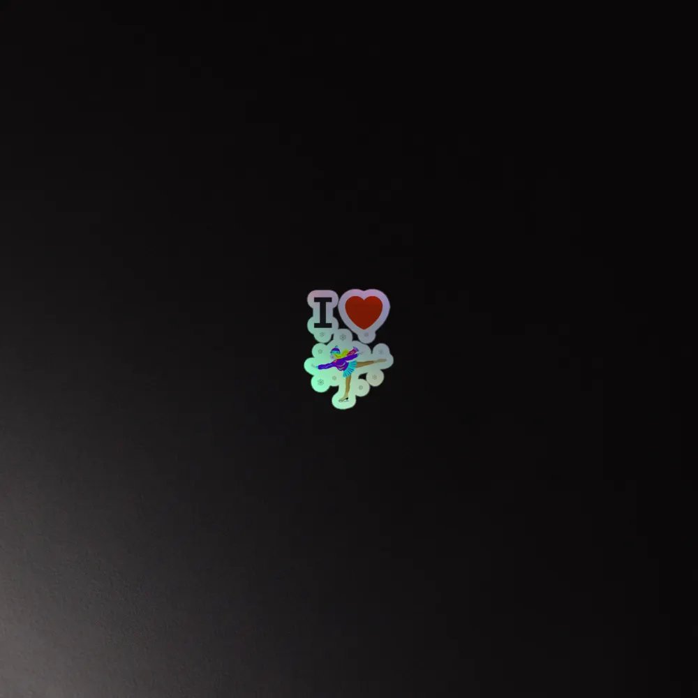 I Love Ice Skater Holographic Sticker product image (4)