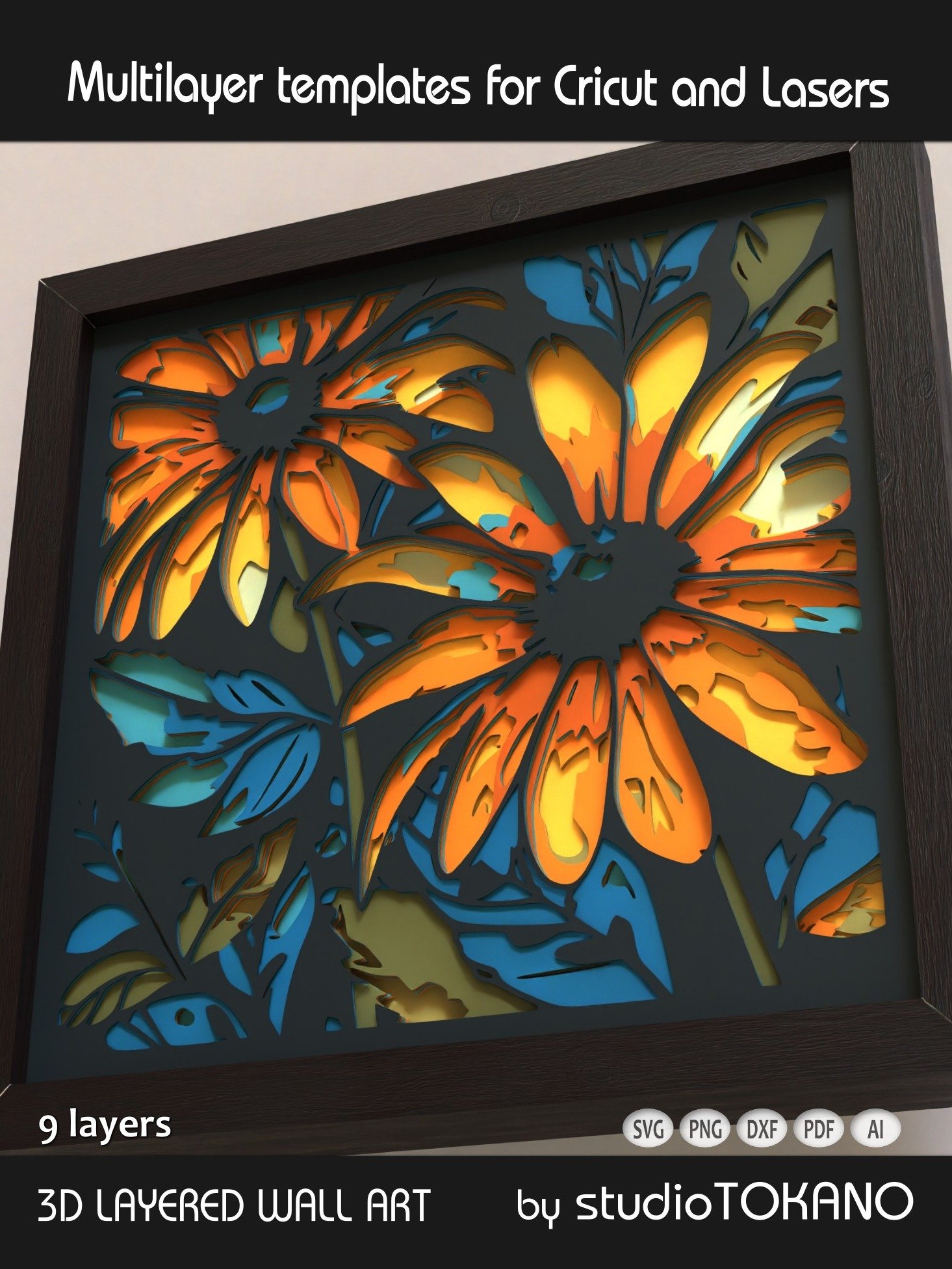 Sunflowers 3D SVG Cut File product image (4)