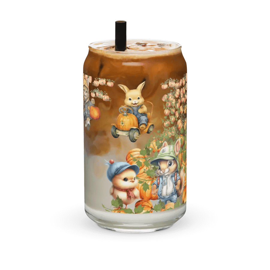 Witches Brew Coven: The Pumpkin Harvest Glass Can Tumbler | 16oz Fall-Themed Drinkware | Whimsical Animal Design product image (3)