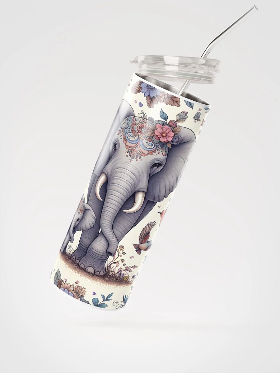 Floral Mother Elephant And Baby Stainless Steel Tumbler product image (5)