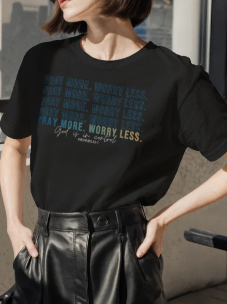 Pray More Worry Less 2.0 - Unisex Tee - Teal Gradient product image (1)