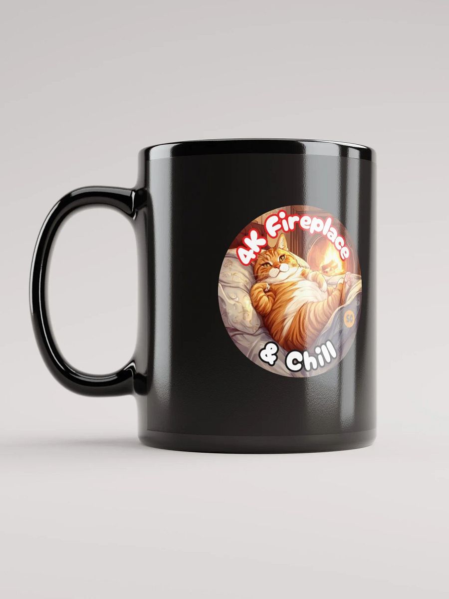Cozy Cat - 4K Fireplace & Chill | Black Glossy Mug product image (12)